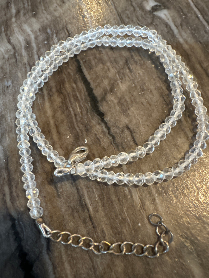 16” with 2” extender Clear Quartz Chain