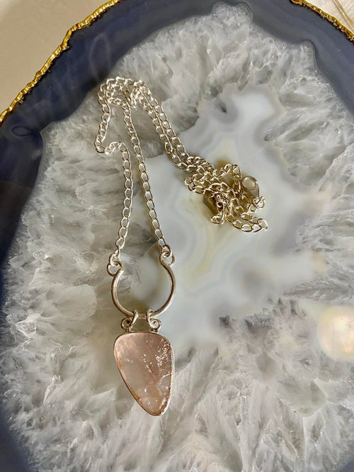18" Chain Rose Quartz and Sterling Silver