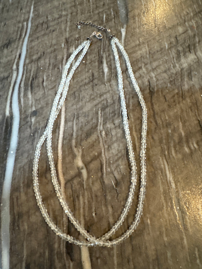 18” with 2” extender Double Strand Clear Quartz Chain