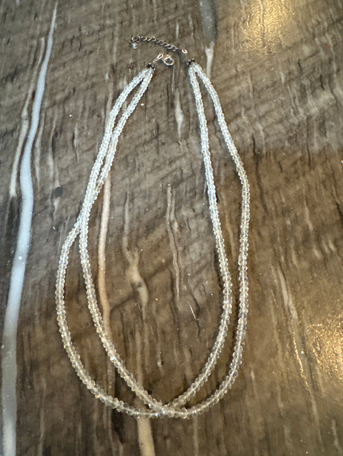 18” with 2” extender Double Strand Clear Quartz Chain