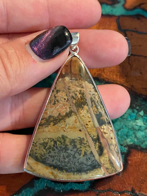 2" Triangular  Morrisonite Pendant with 24" sterling silver adjustable chain