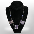 20" Amethyst, Swarovski Crystal & Sterling Silver Statement Necklace