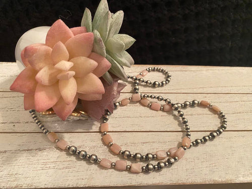 30” Navajo Pearls and Peruvian Pink Opal