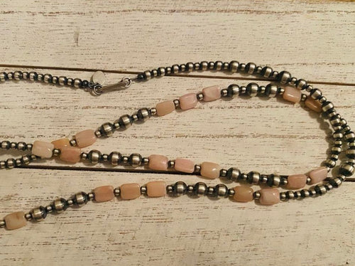 30” Navajo Pearls and Peruvian Pink Opal