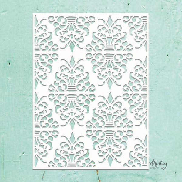 6x8 Stencil - Damask
