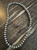8mm Navajo Pearls Necklace – 18" Sterling Silver Beads by First American Traders, Made in the USA