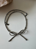 16" Bow Navajo Pearls Necklace – Mixed 3mm & 6mm Sterling Silver Beads, Handcrafted in the USA