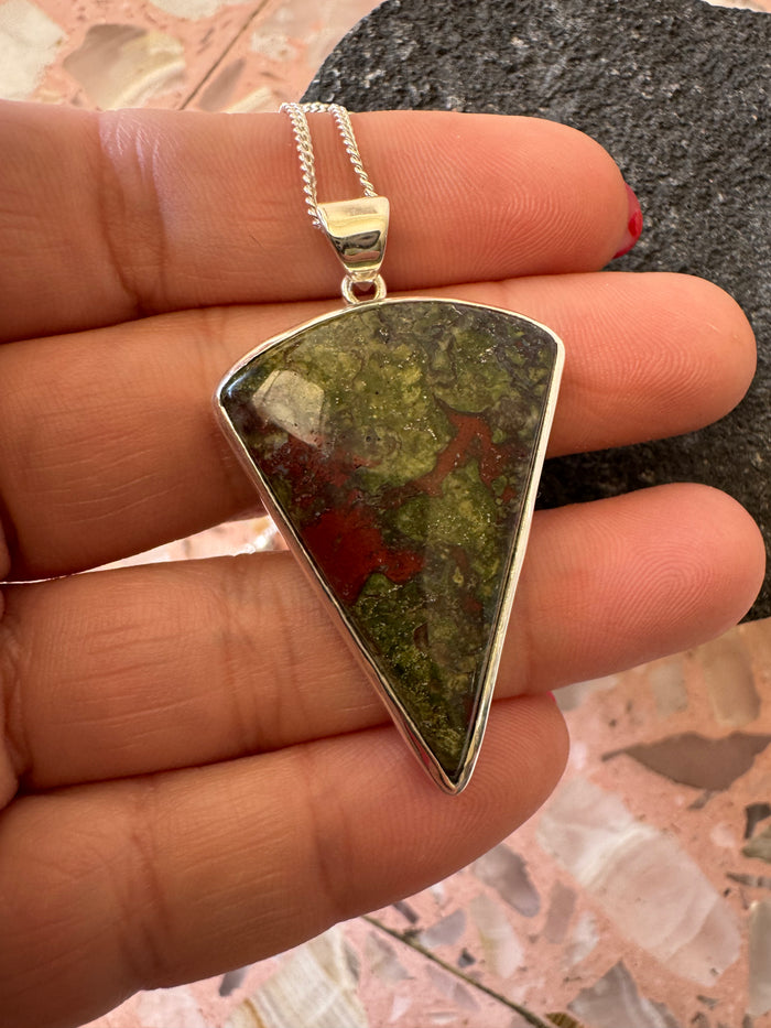 Dragon Blood Jasper Pendant - 925 Sterling Silver