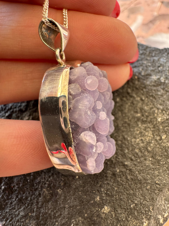 Grape Agate Set in 925 Sterling Silver