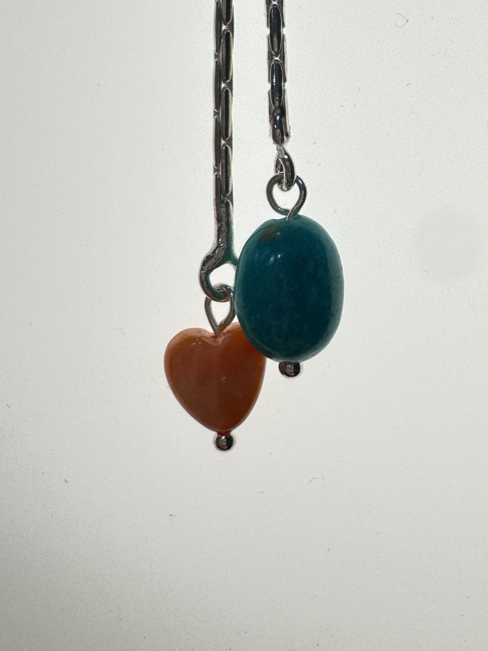 Heart Spiny Oyster and Turquoise Earrings