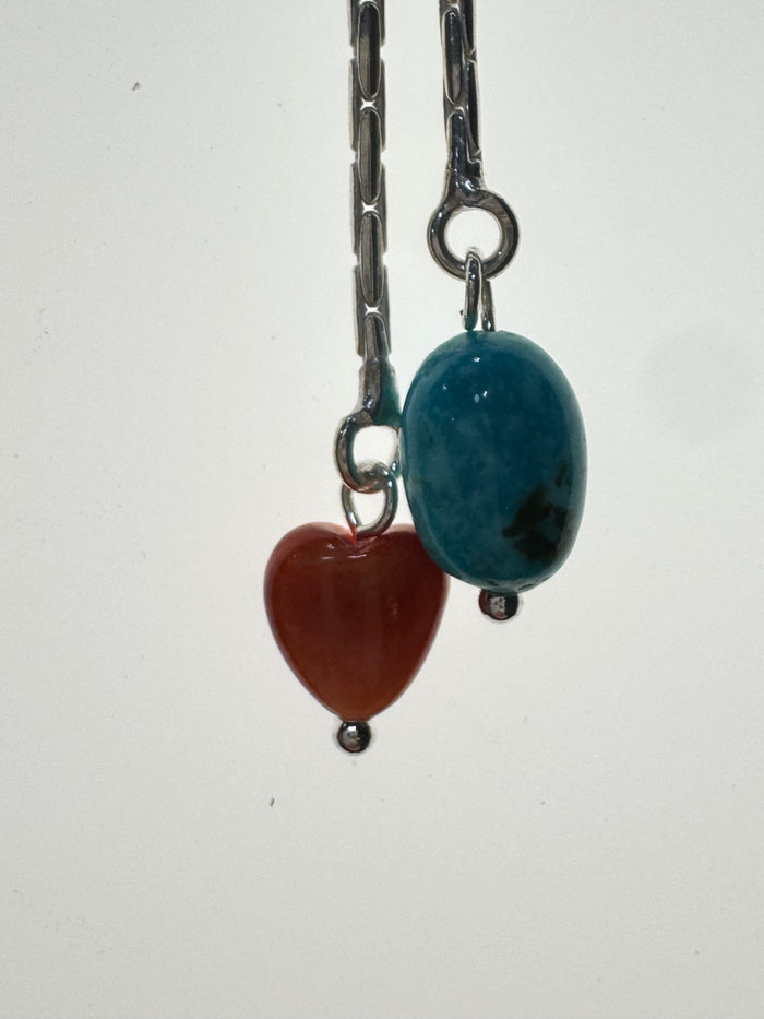 Heart Spiny Oyster and Turquoise Earrings