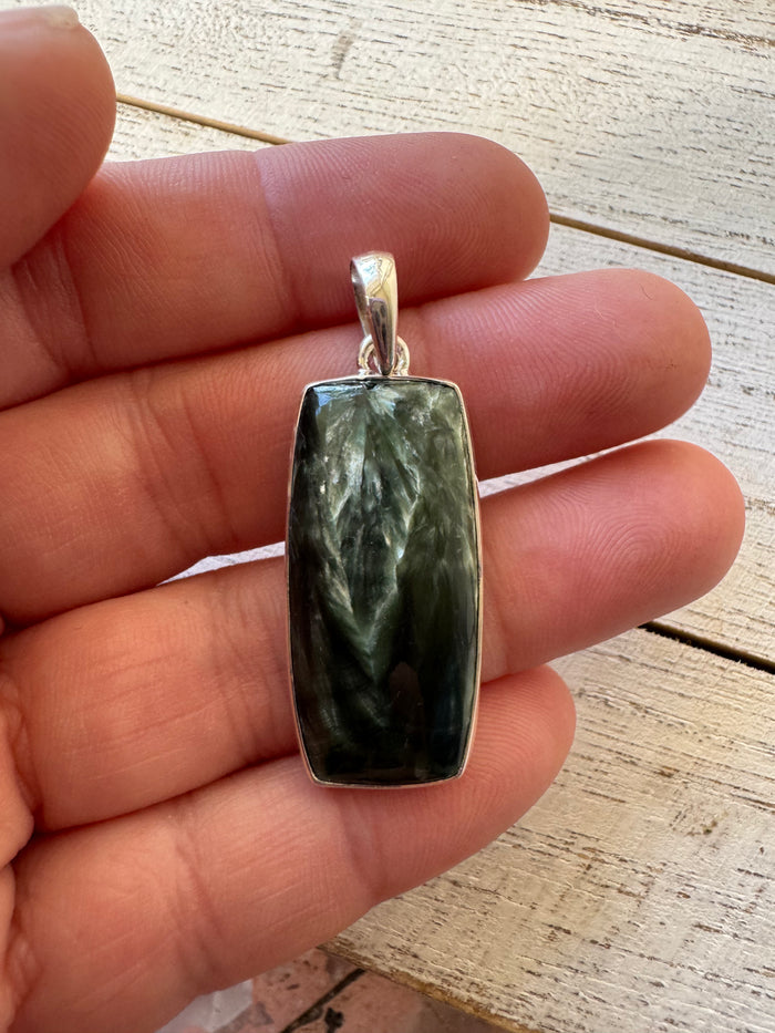 Seraphinite Pendant set in 925 sterling silver