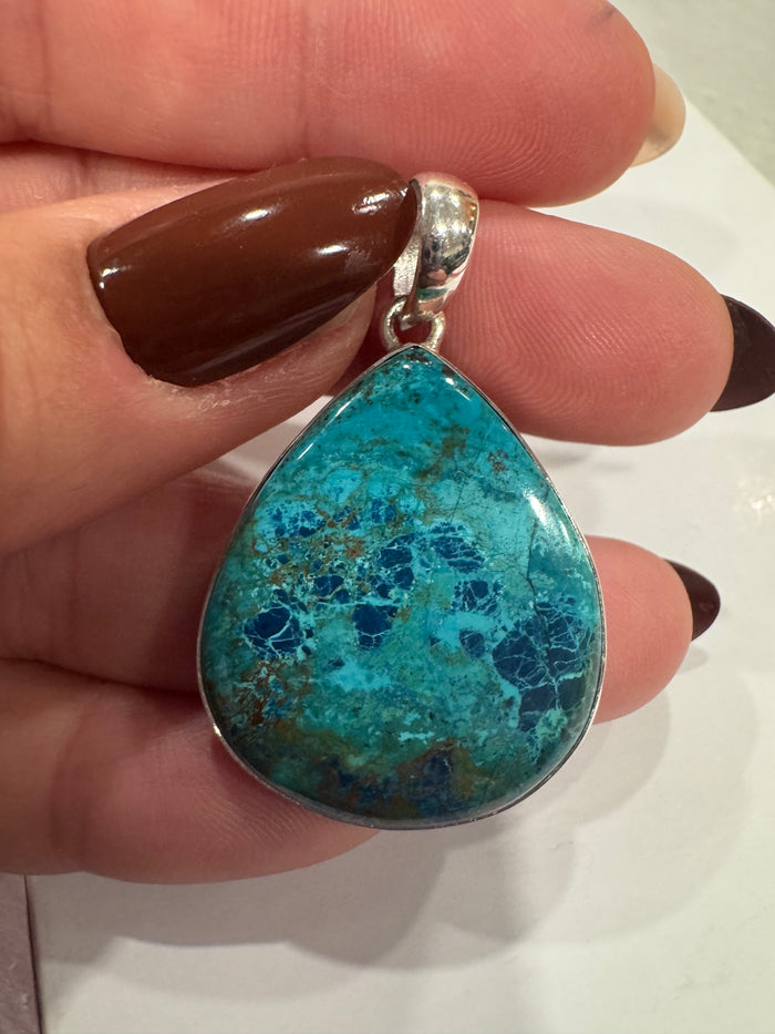 Shattuckite Pendant with 925 Sterling Silver