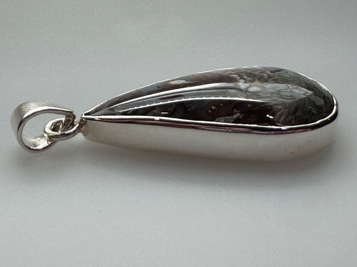 Rare Opalized Plume Agate Pendant in 925 SS