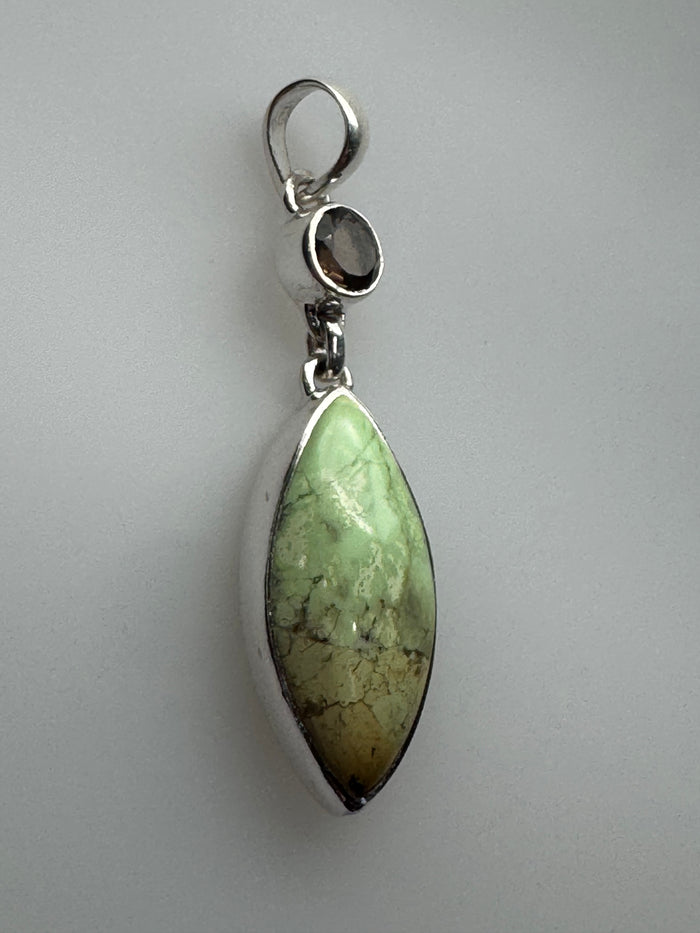 Lemon Chrysoprase & Smoky Quartz Pendant