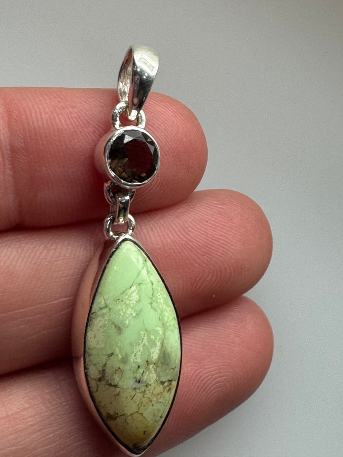 Lemon Chrysoprase & Smoky Quartz Pendant