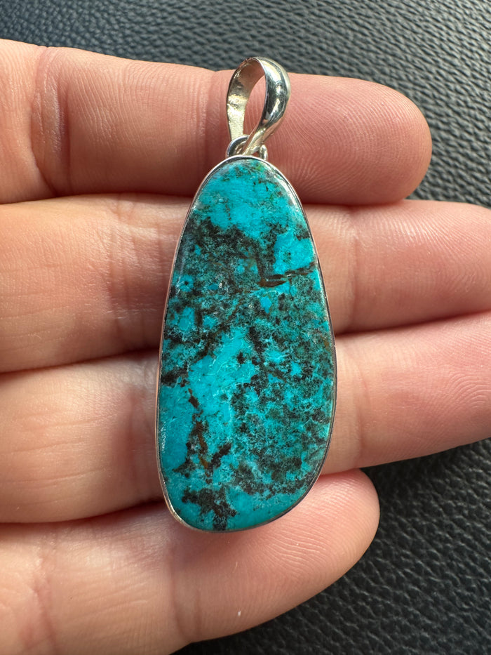 Shattuckite Pendant with Thick 925 Sterling Silver