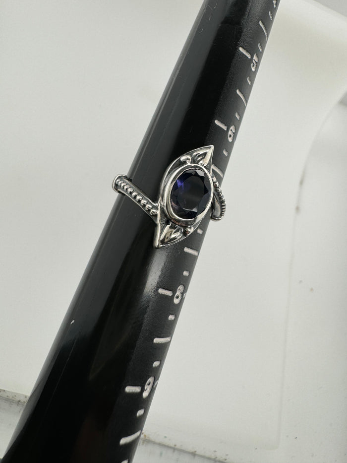 Blue Sapphire Gem Cut Size 7 Ring