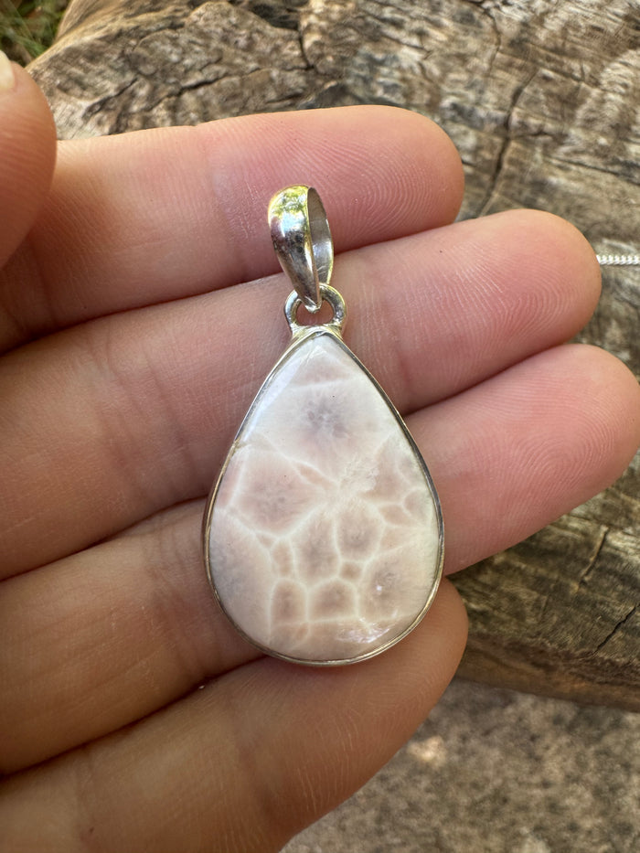 Natural Natrolite Pendant in 925 Sterling Silver | Rare Zeolite Mineral