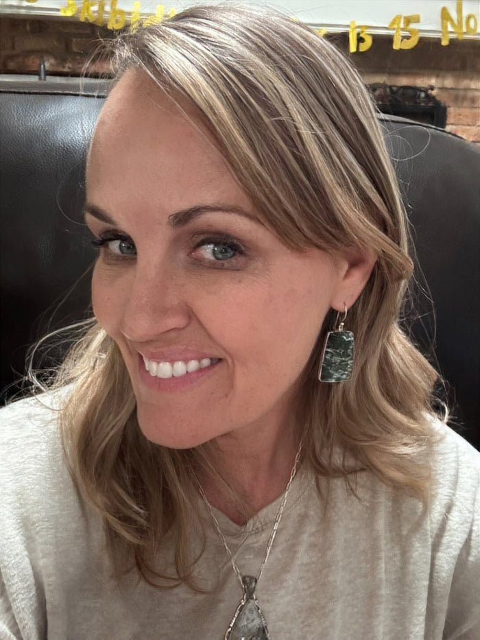 Rare Seraphinite Earrings in Sterling Silver