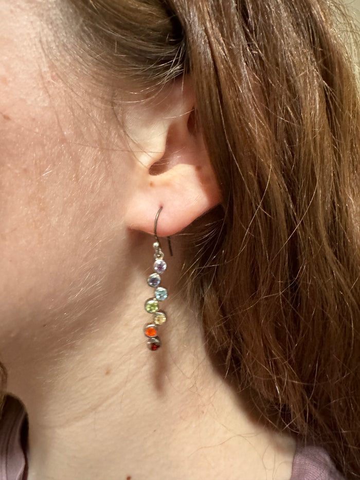 Rainbow Gemstone Drop Earrings