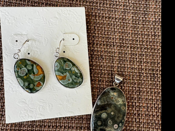 Ocean Jasper Pendant and Earring Set
