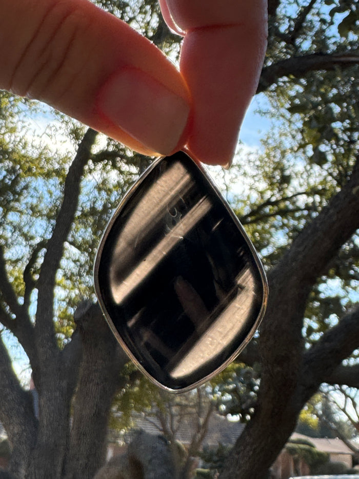 Look at All Pictures!!! Black Banded Obsidian Pendant
