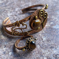 Adjustable Copper Bracelet and Ring - Tigers Eye