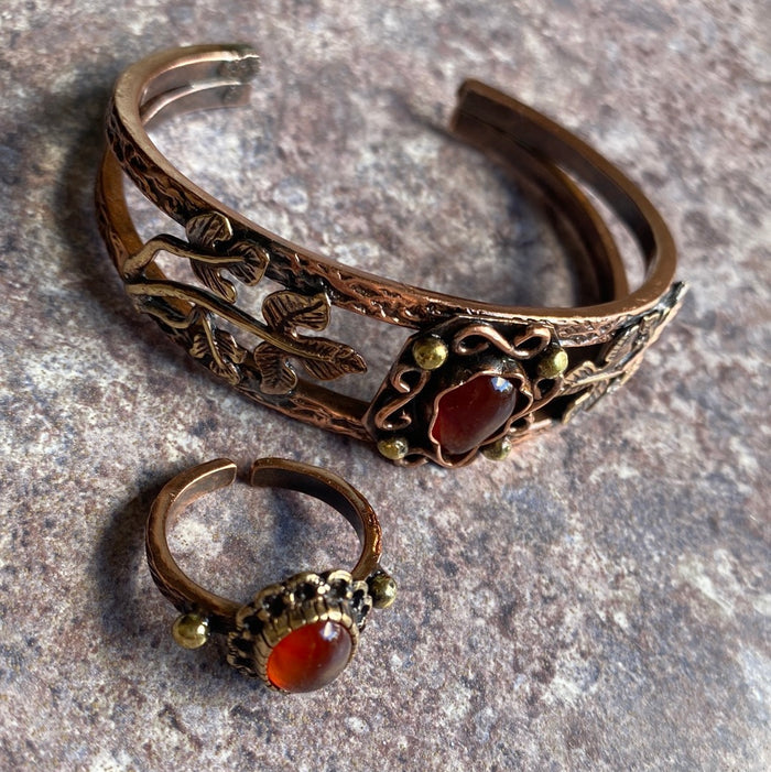 Adjustable Copper Bracelet and Ring
