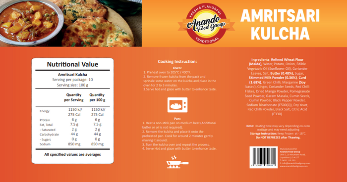 AMRITSARI KULCHA (VALUE PACK) 100 G X 10 PCS X 8 PACKS