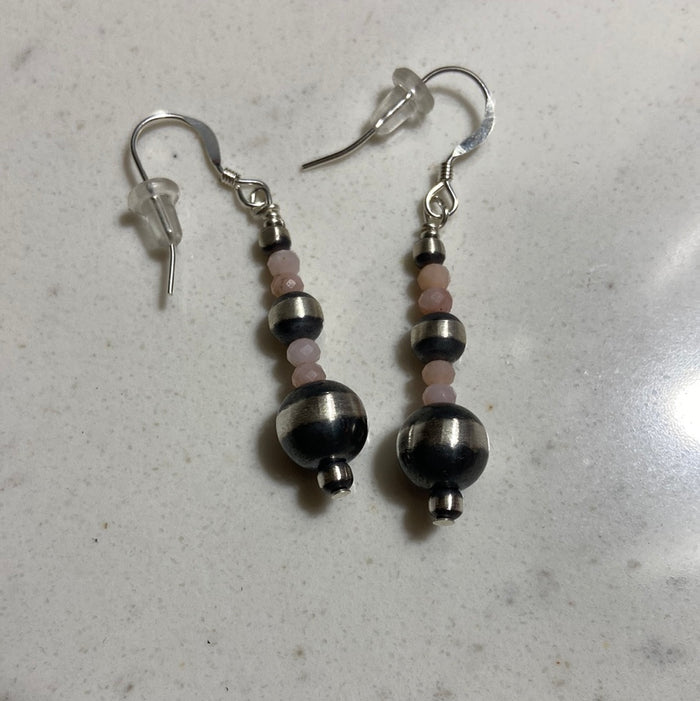 Authentic Navajo Pink Peruvian Pearl Earrings