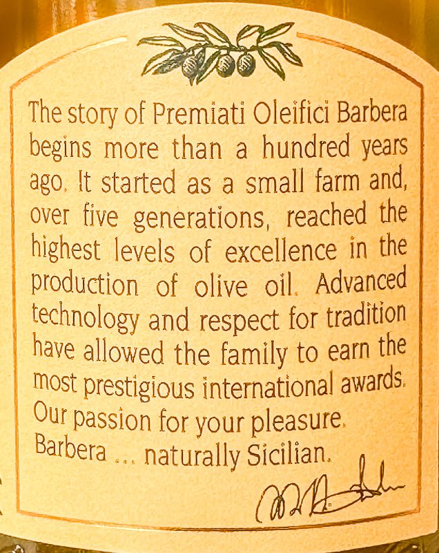 Barbera Frantoia EVOO 500 ml - Etto Pasta