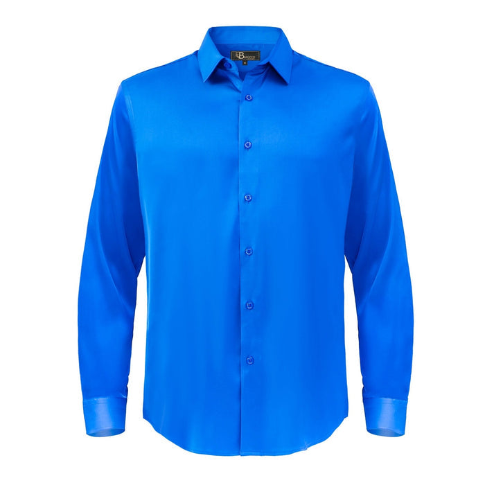 Barocco Luxe Satin Stretch Shirt ROYAL - Dudes Boutique