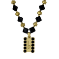 b.b. Simon ‘b’ Logo Beaded Necklace-Jet- Gold - Dudes Boutique