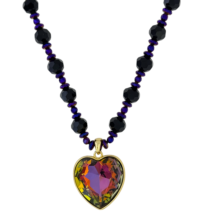 b.b. Simon Heart Crystal Necklace –Volcano-Gold - Dudes Boutique