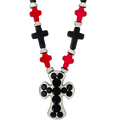 b.b. Simon Rounded Cross Necklace –Red/Black-Jet-SF - Dudes Boutique