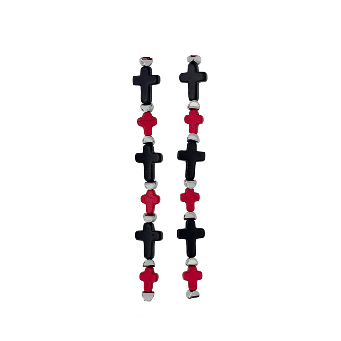 b.b. Simon Rounded Cross Necklace –Red/Black-Lt.Siam-SF - Dudes Boutique