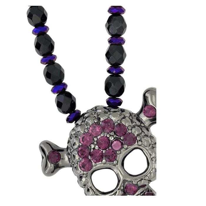 b.b. Simon Skull N Crossbones Bead Necklace – Purple/Amethyst - Dudes Boutique