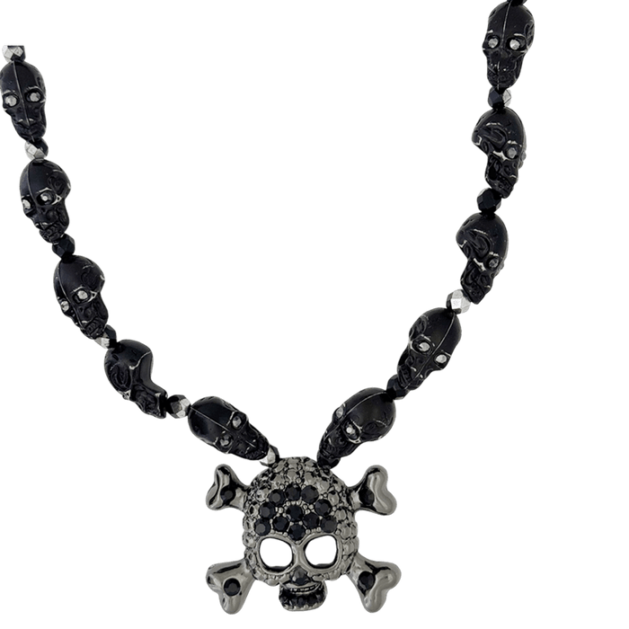 b.b. Simon Skull N Crossbones Nightmare Necklace – Black/Jet - Dudes Boutique