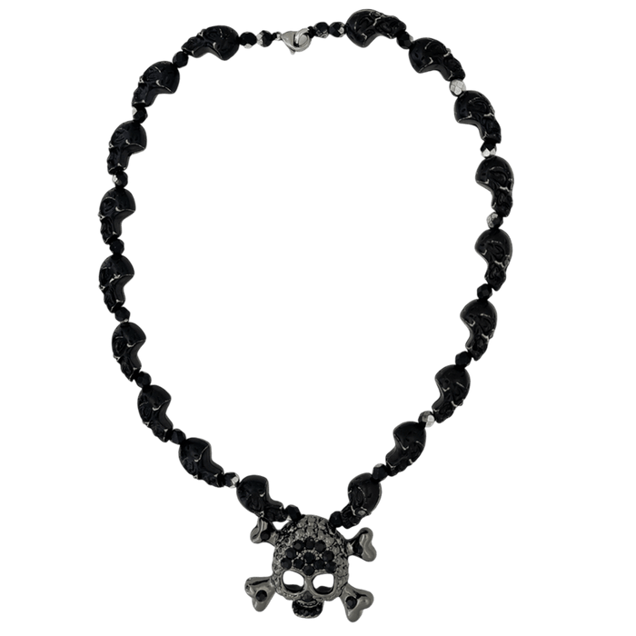 b.b. Simon Skull N Crossbones Nightmare Necklace – Black/Jet - Dudes Boutique