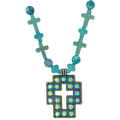 b.b. Simon Square Cross Necklace-Blue Turquoise Beads - Dudes Boutique