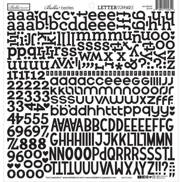 Besties Letter Scramble Alpha Stickers - Black