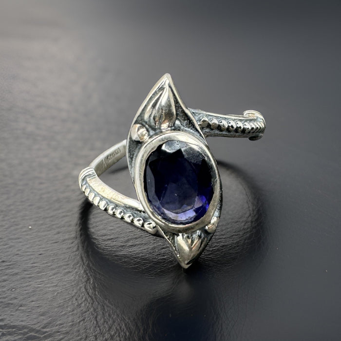 Blue Sapphire Gem Cut Size 7 Ring