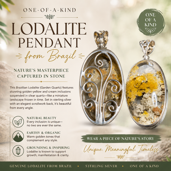 Brazilian Lodolite Garden Quartz Pendant in Sterling Silver