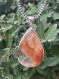 Brazilian Peach Lodolite (Garden Quartz) Pendant in Sterling Silver