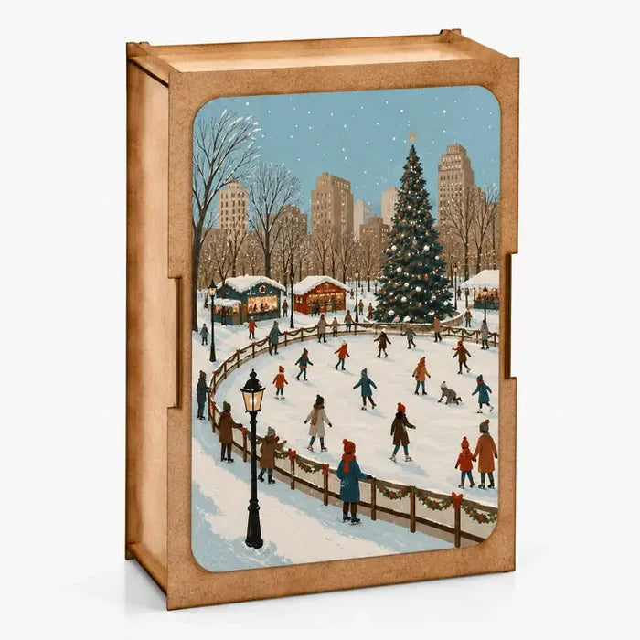 Christmas Ice Skating 100 brikker træpuslespil fra Bywood