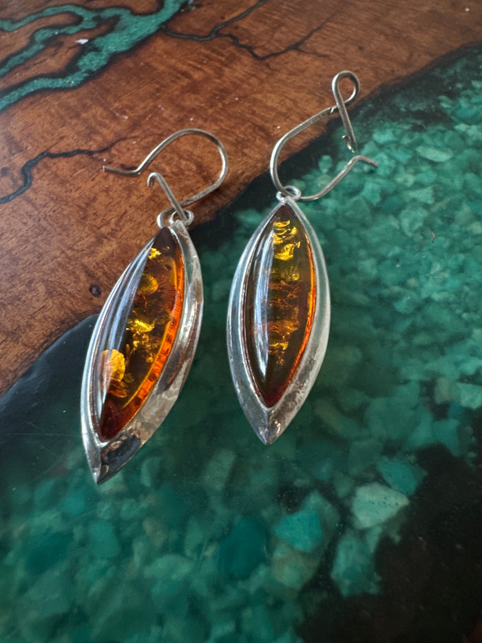 Cognac Amber Earrings