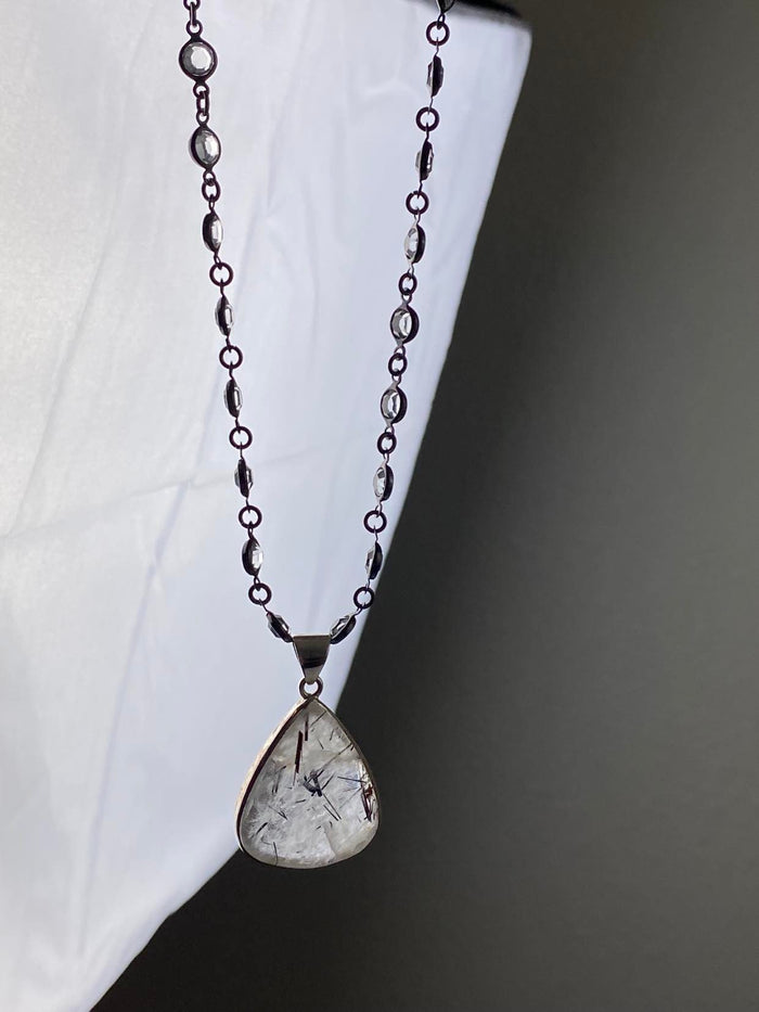 Cruella Tourmaline in Quartz ~ COMES WITH TWO CHAINS! 16" and 22" adjustable!