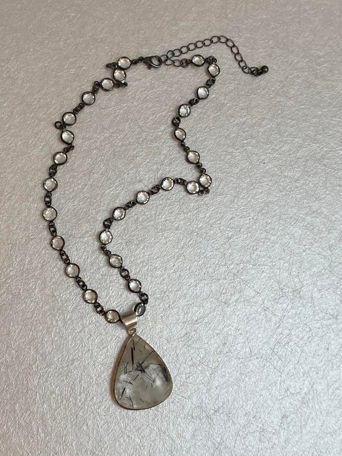 Cruella Tourmaline in Quartz ~ COMES WITH TWO CHAINS! 16" and 22" adjustable!