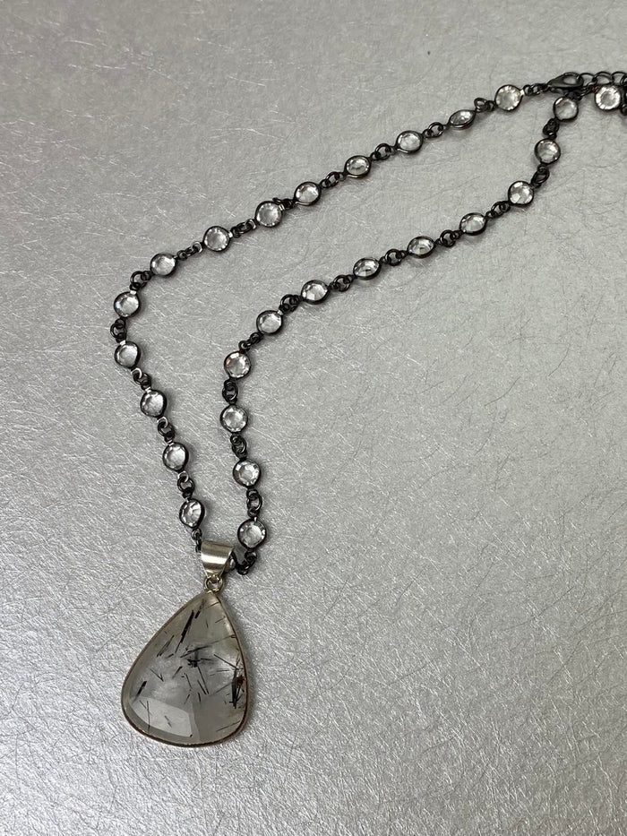 Cruella Tourmaline in Quartz ~ COMES WITH TWO CHAINS! 16" and 22" adjustable!